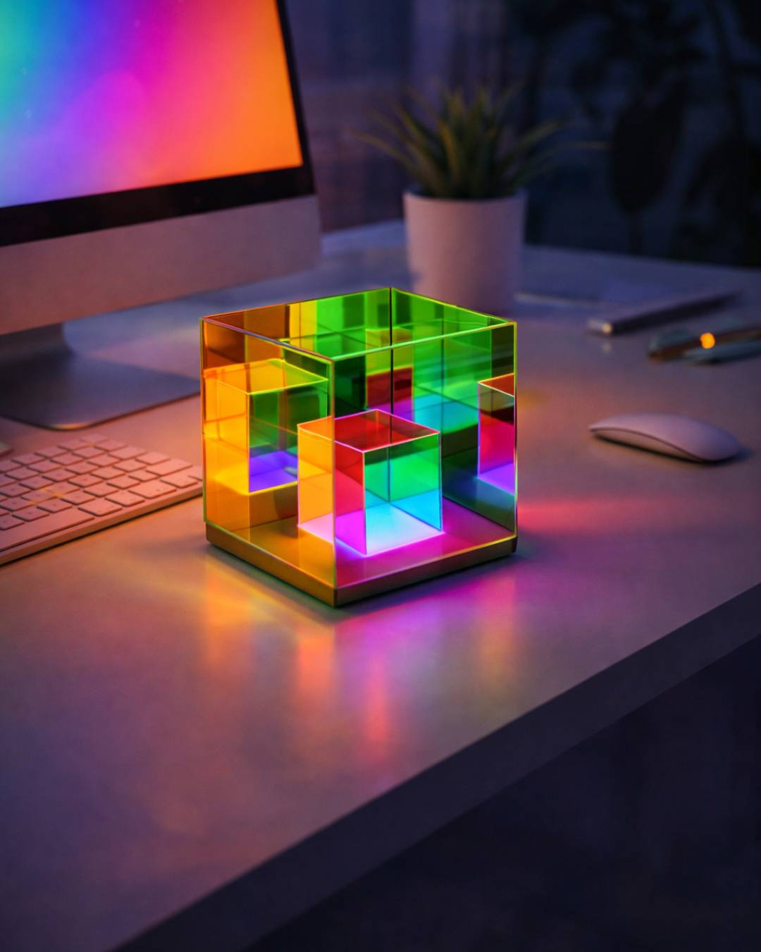 Infinity Cube ✨  - Scultura luminosa di profondità