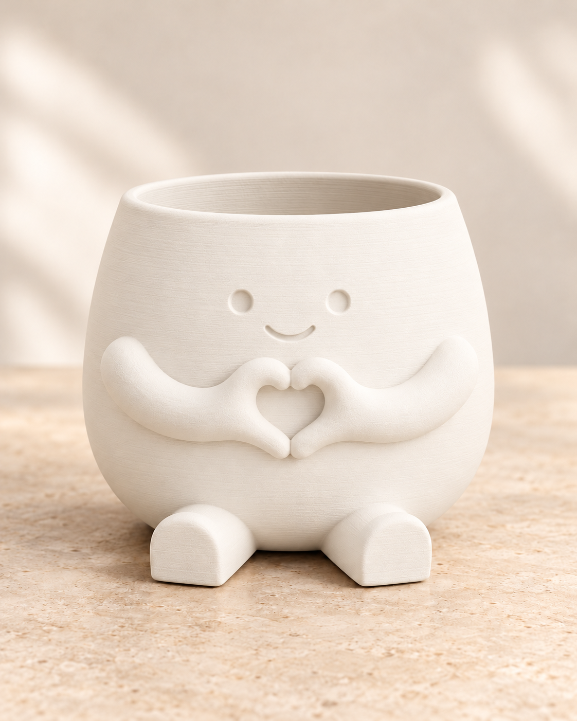 Amico - vaso con mani a cuore - bianco - immagine illustrativa
