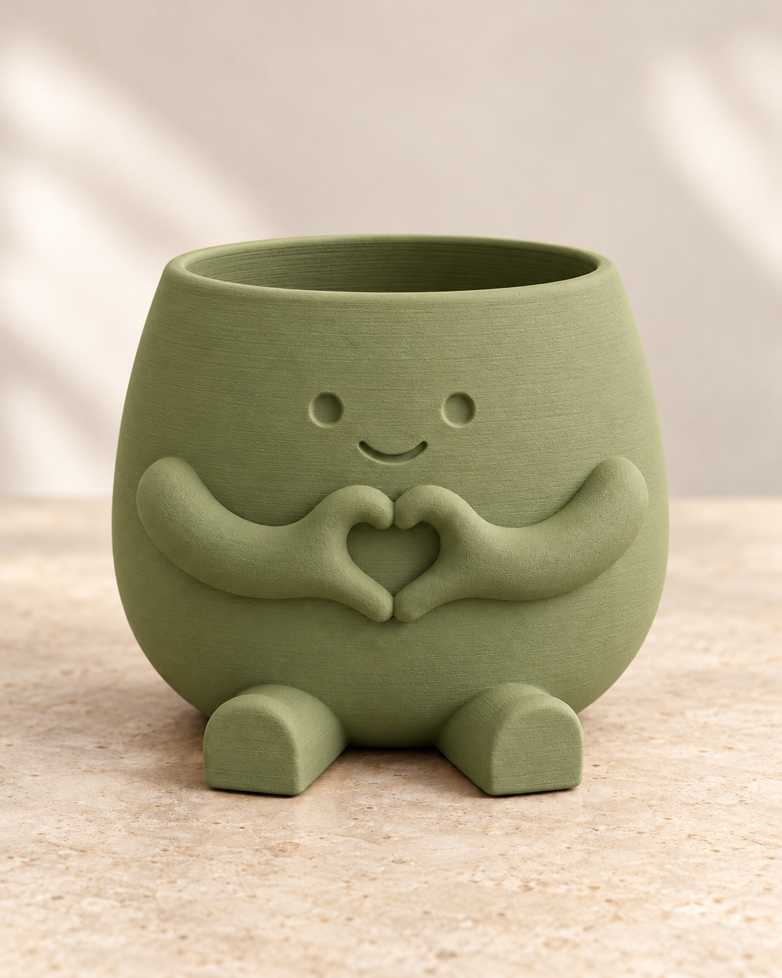 Amico - vaso con mani a cuore - oliva - immagine illustrativa