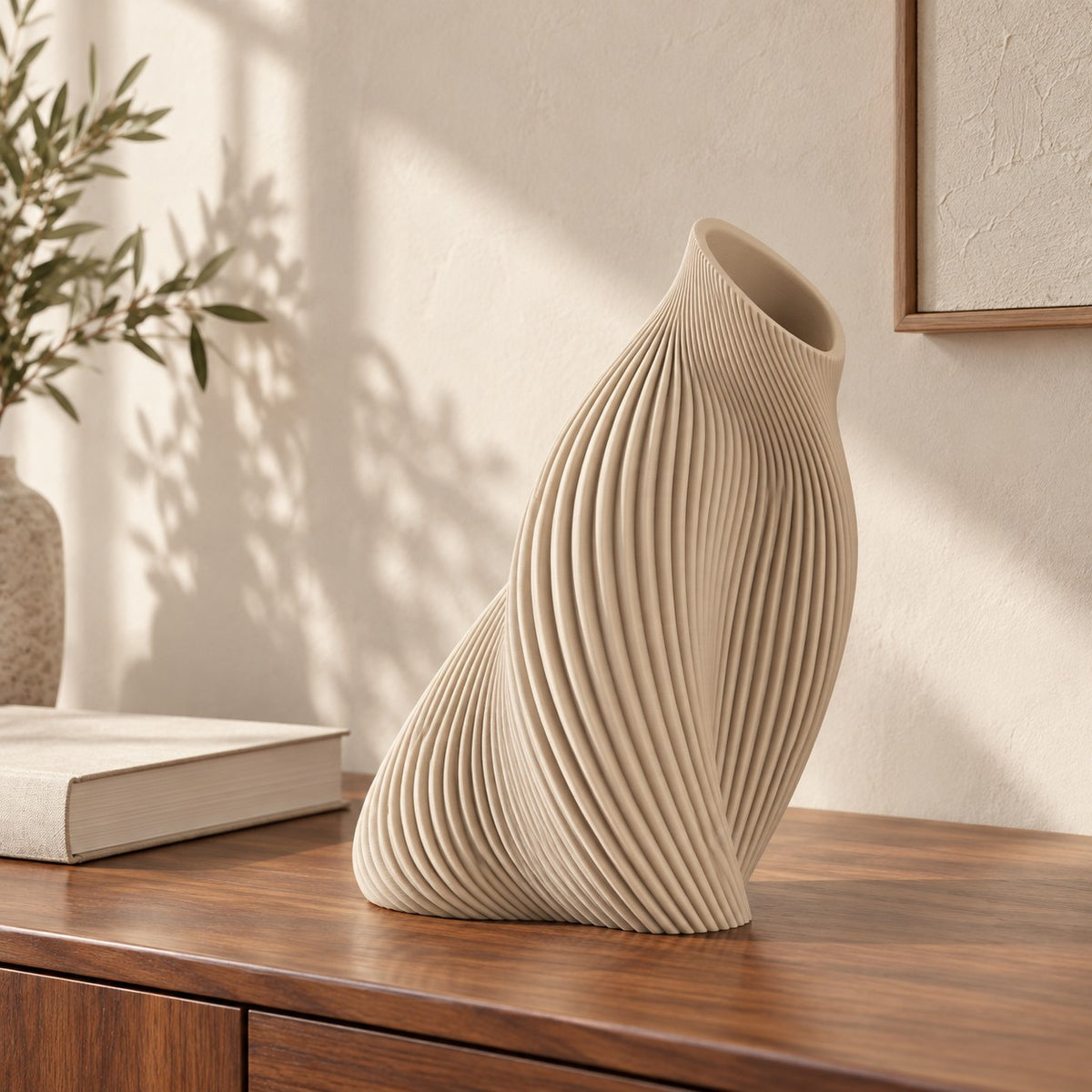FLUVA Beige sabbia, altezza prevista 35 cm, consolle elegante - visualizzazione illustrativa