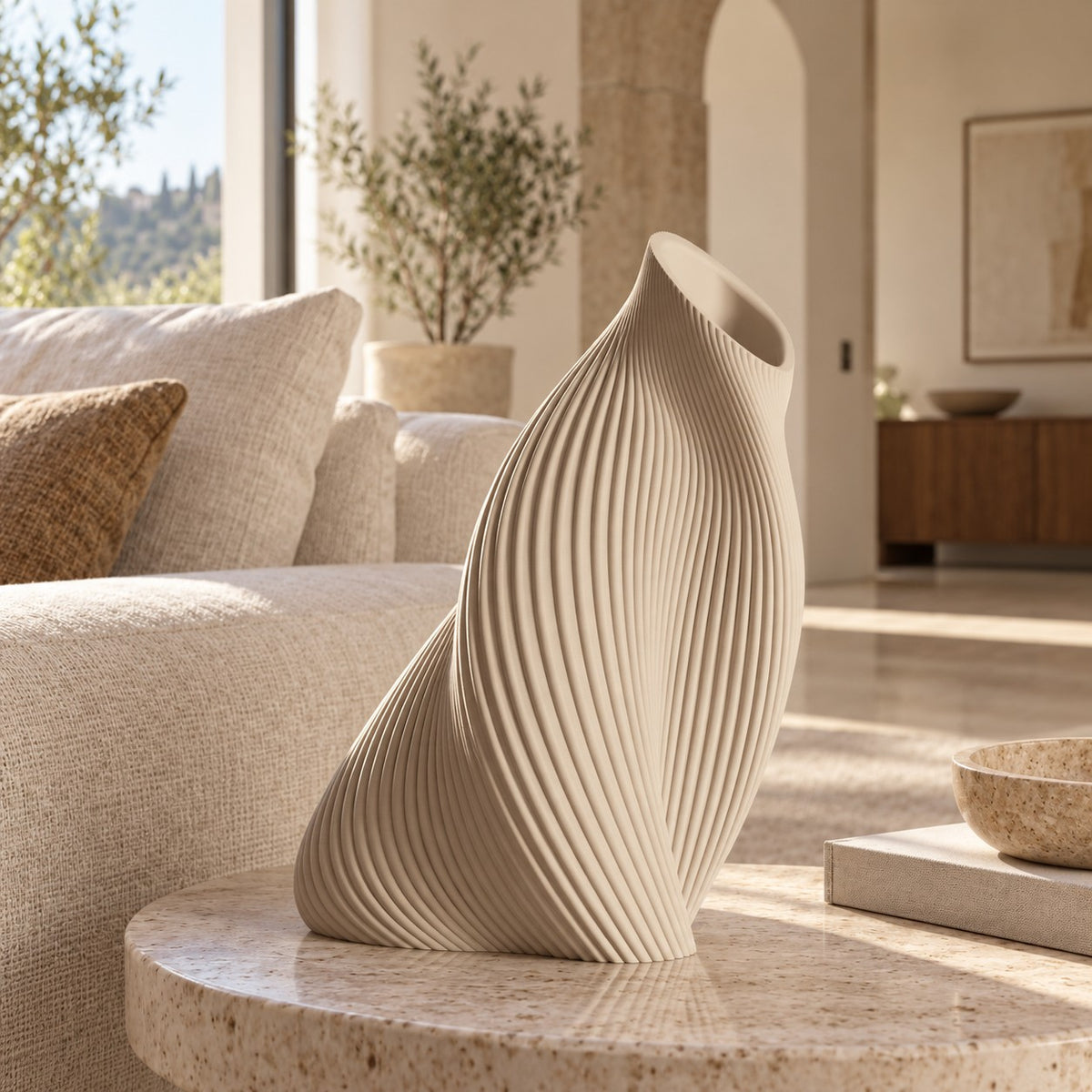 FLUVA Beige sabbia, altezza prevista 35 cm, soggiorno contemporaneo - visualizzazione illustrativa