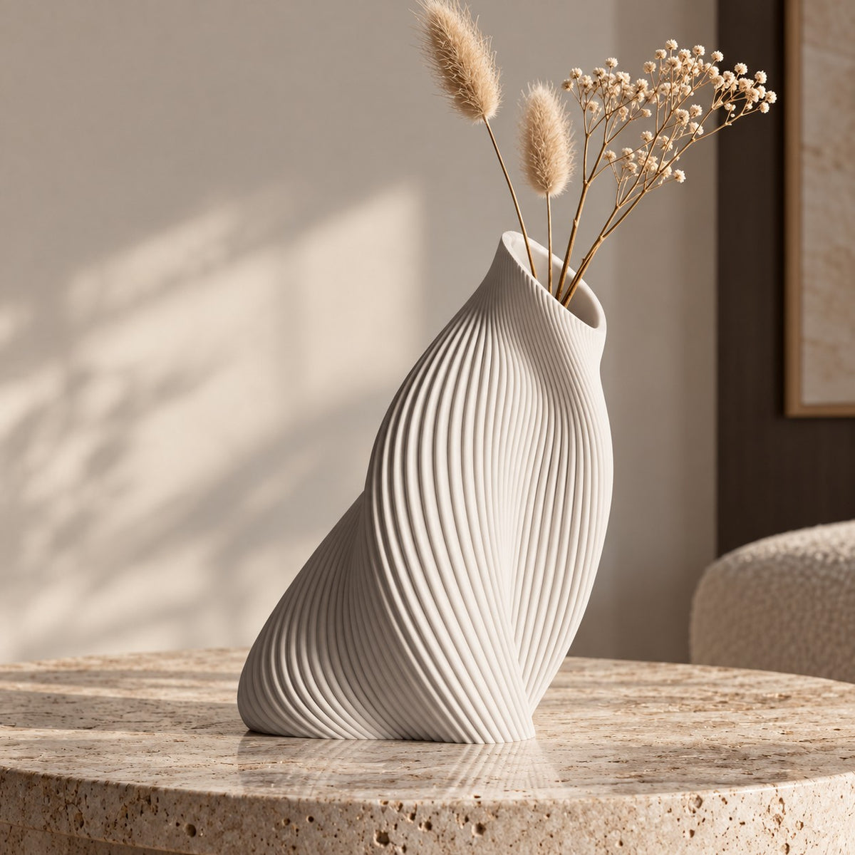 FLUVA Bianco, altezza prevista 25 cm, composizione di fiori secchi - visualizzazione illustrativa