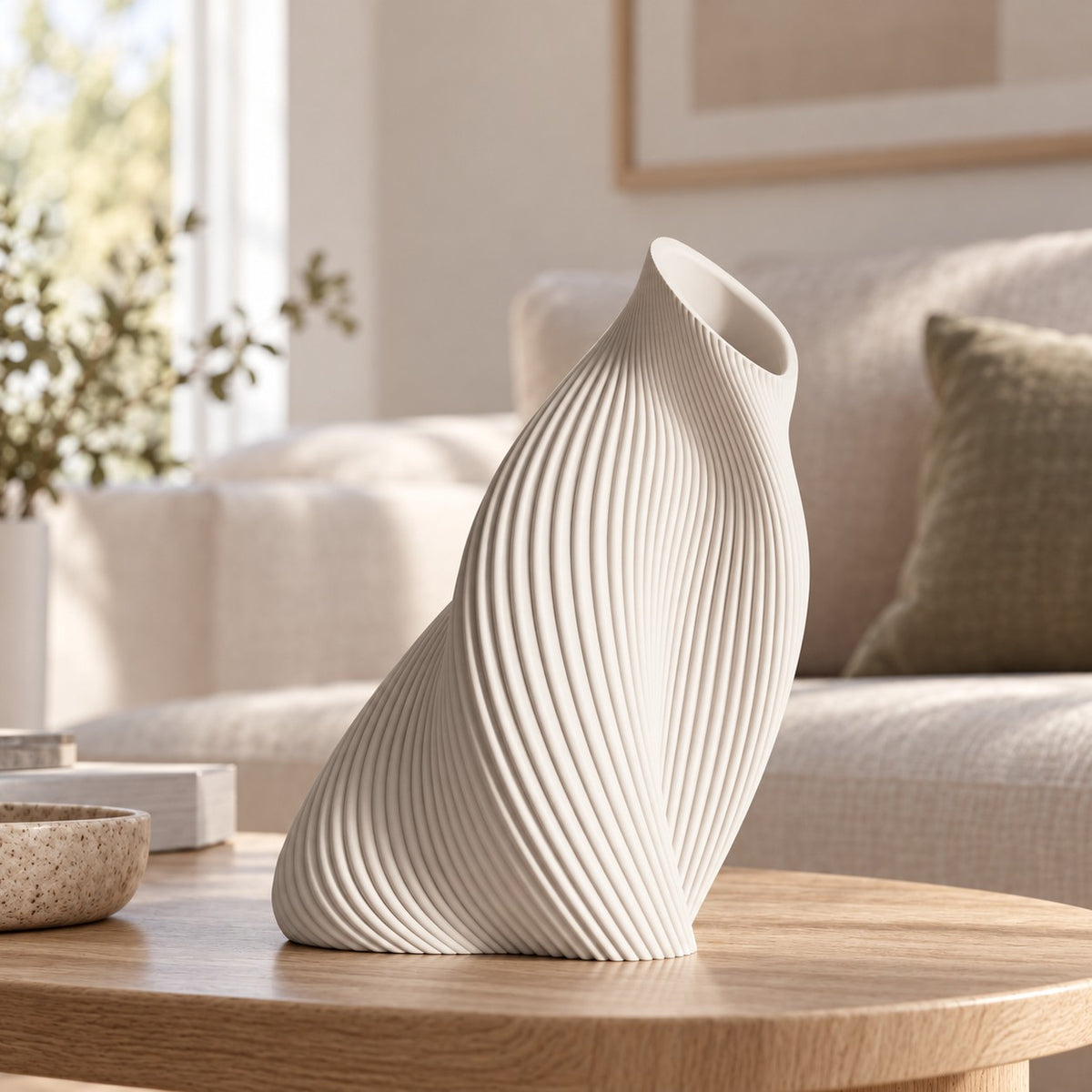 FLUVA Bianco, altezza prevista 35 cm, soggiorno contemporaneo - visualizzazione illustrativa